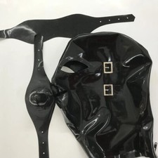 Latex gummi mask detach eyesade mouth sheath back zip
