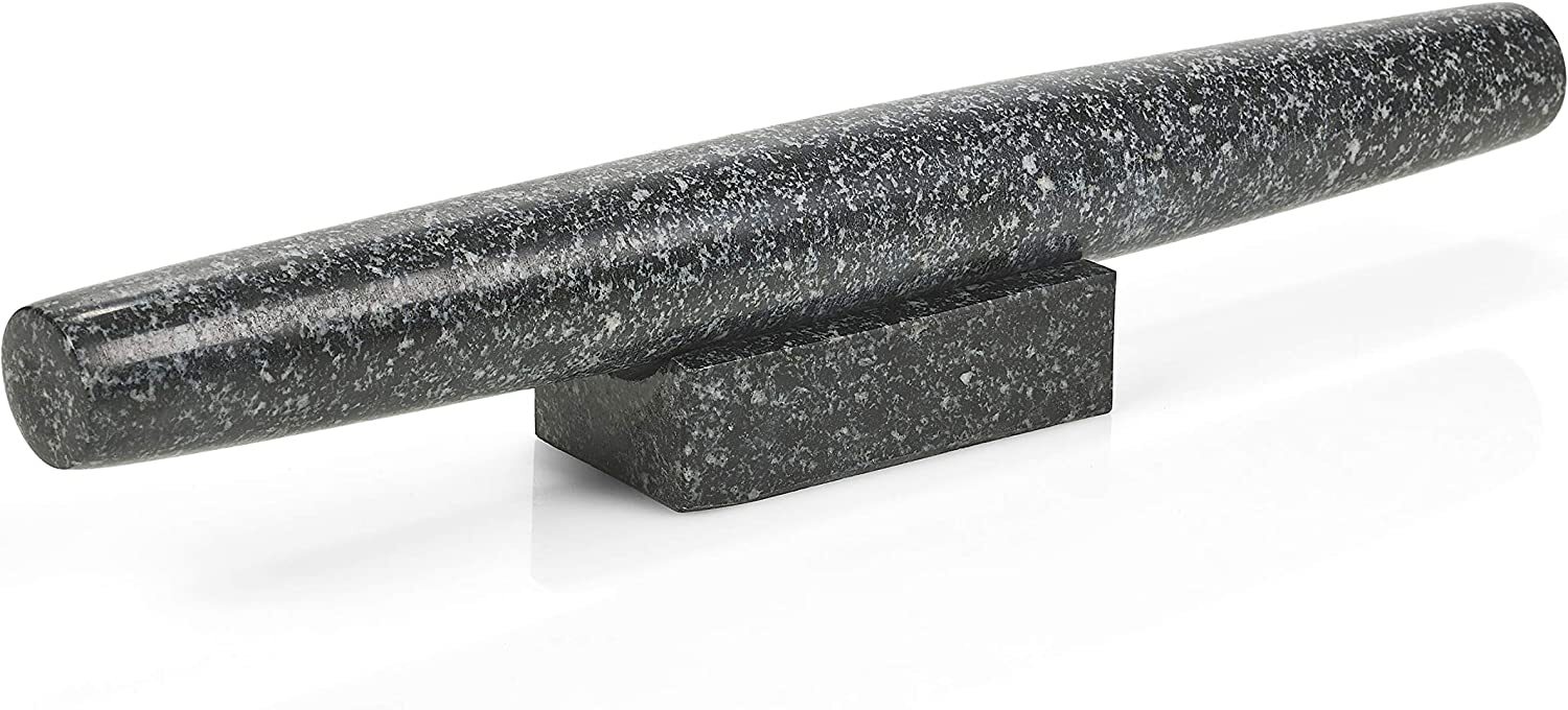 Granite Rolling Pin with Stand Homiu Natural Stone  40 x 4.5cm Kitchen Baking