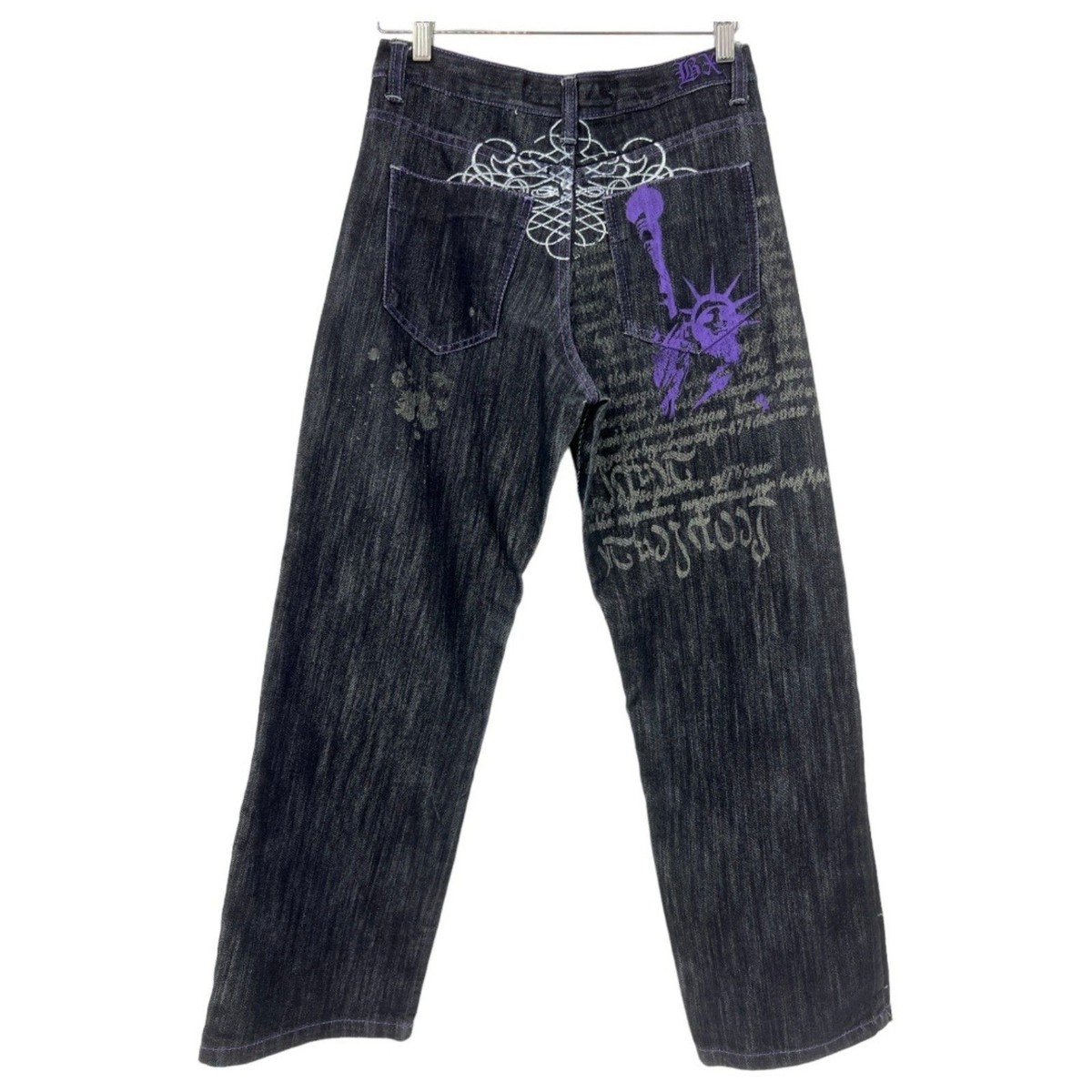 Boys Y2K Oversized Jeans Black Brooklyn Xpress Statue of Liberty Sz 20 Boys Y2K Oversized Jeans Black Brooklyn Xpress Statue of Liberty Sz 20