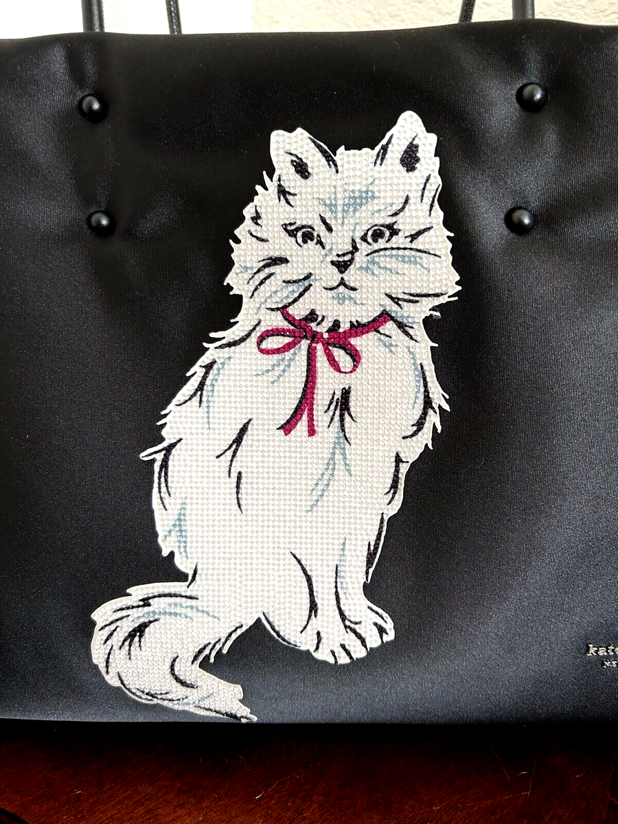 Kate Spade Whiskers Crystal Embellished White Cat Large Expandable