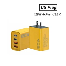 120W 4-Port USB C Fast Wall Charger Block For All Cell Phone iPad US Plug New