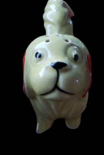 Vintage Yellow Dogs Curl Tail Salt and Pepper Shakers Ceramic Japan - Picture 8 of 8