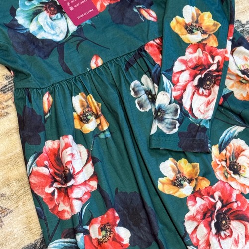 GORLYA Floral Maxi Dress Long Sleeve Casual Kids Girls Green Size 12Y - Picture 3 of 5