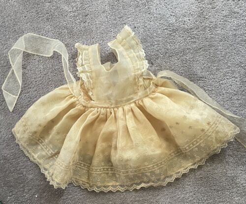 VINTAGE NORALEE GOLD SHEER PINAFORE  SIZE 2 'GREAT 4-PLAYPAL DOLL-FREE SHIP - Picture 1 of 4