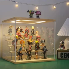 5 Tier Clear Acrylic Display Case with LED Light Countertop Box Storage Showcase