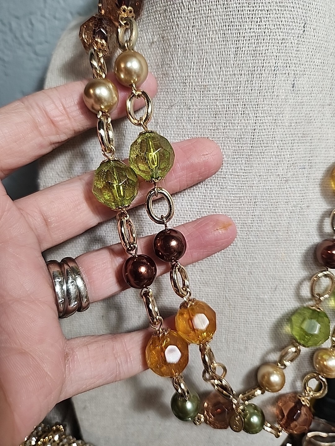 Vintage KJL Kenneth Jay Lane Amber Crystal Bronze… - image 4