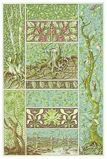 Postcard: Vintage Christmas / Winter - Art Nouveau Mistletoe and Holly Trees