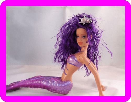 OOAK Barbie Mermaid Sirena Fantasy Donutz Repaint Doll Custom Faceup Purple Hair - Picture 4 of 8