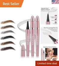 2Pcs Microblading Eyebrow Pen, Long-Lasting Waterproof Eyebrow Pencil with 4-For