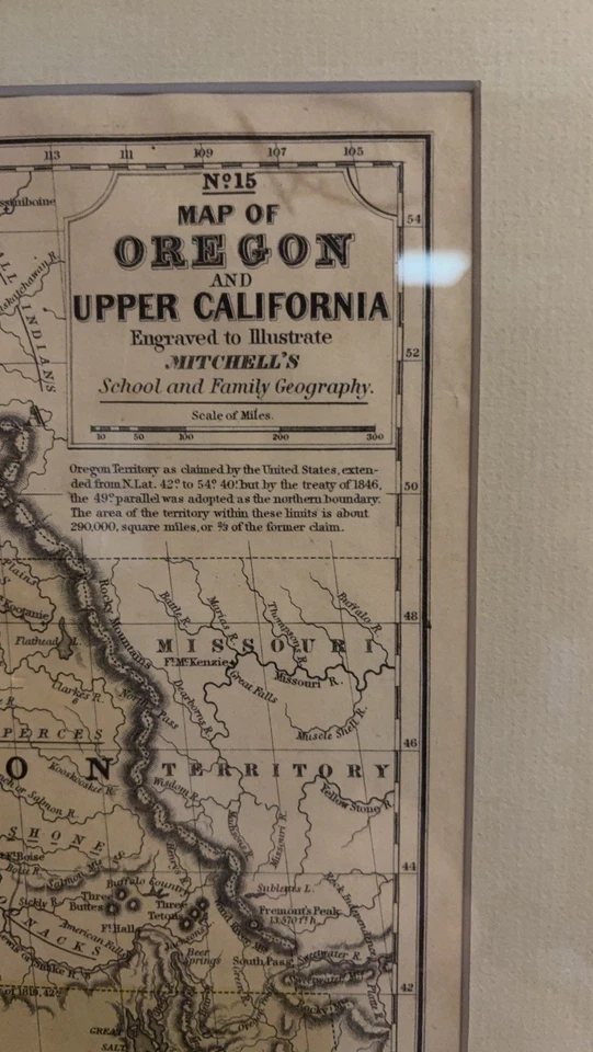 Map of Oregon & Upper California Handcolored Litho c.1846 Augustus Mitchell - Image 2 of 4