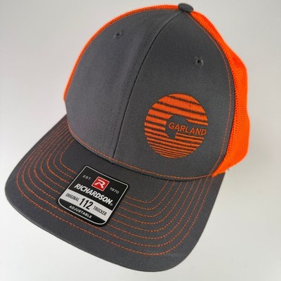 Richardson 112 Trucker Cap Herren Verstellbar Snapback Grau Orange Garland Logo