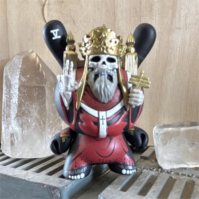 Death Grim Reaper Figurine Red Robe Gold Crown, Black & Gold Details