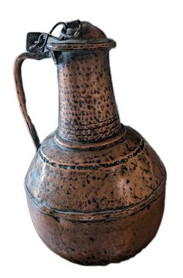 Vintage Hammered Copper Jug Converted Light Base Rustic Old World Decor 24''