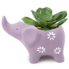 HVEST Elephant Shaped Planter, Cute Purple Animal Elephant Succulent Cactus Plan