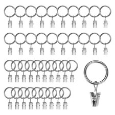 40-Pack Silver Curtain Rings, 0.98 Inch I D Rustproof Metal Curtain Clips