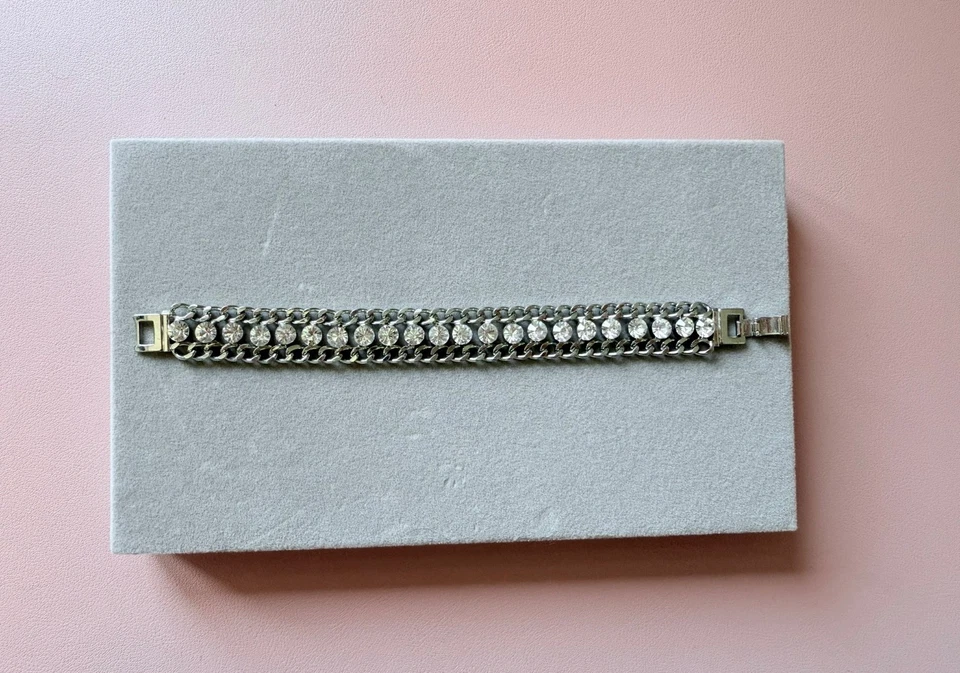 Classic Wide Vintage Rhinestone Chain Bracelet - Image 2 of 4
