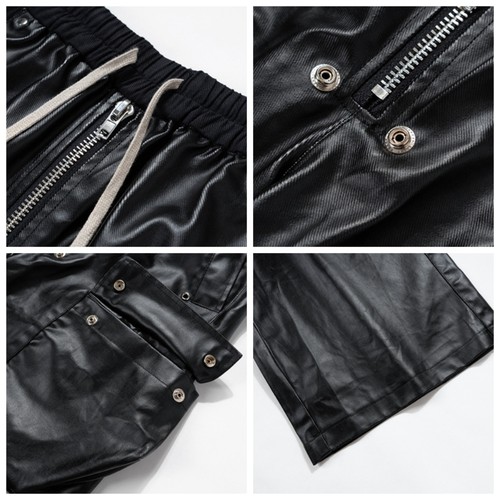 Men Cargo Pants Trousers Faux Leather Multi-pocket Retro Punk Casual Boy Classic - Picture 7 of 12