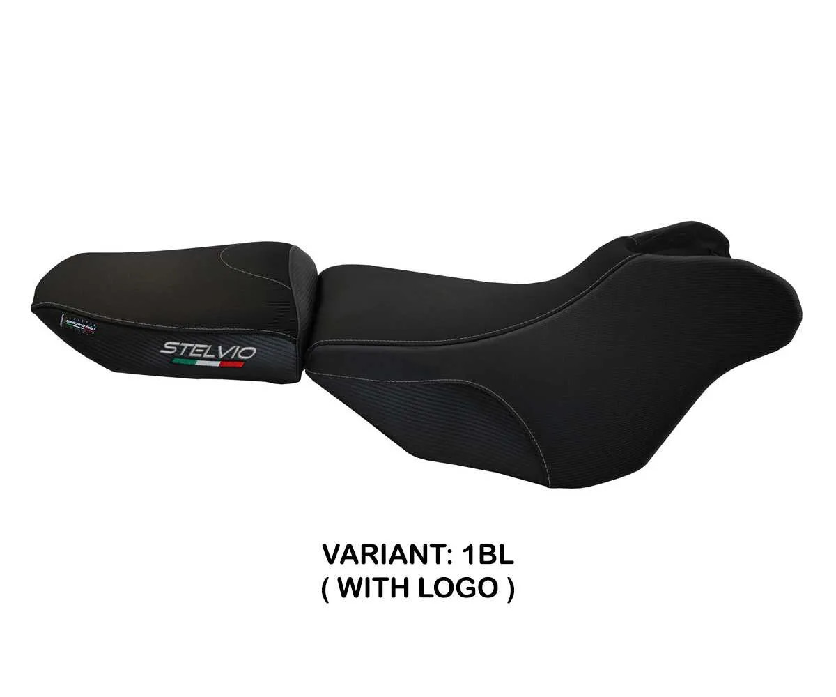 Seat saddle cover Ives Black BL + logo TPZ Moto Guzzi Stelvio 1200 2008 2016