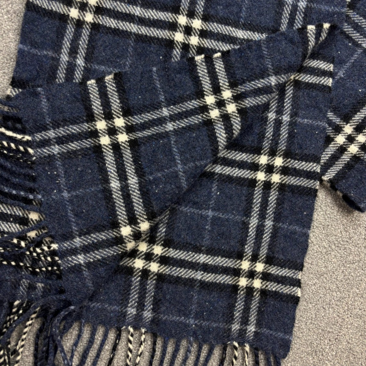 Burberry London Scarf 56x11 Inches Blue Nova Check Cashmere Wool
