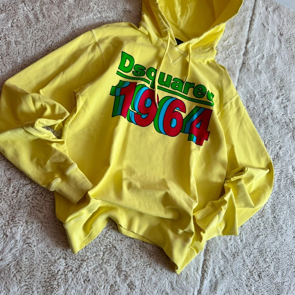 Sudadera amarilla Dsquared2 «1964» Talla M Fabricada en Italia - Imagen 2 de 4