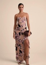 NWT lulus Chelisa Ruffled Strapless Bustier Maxi Dress