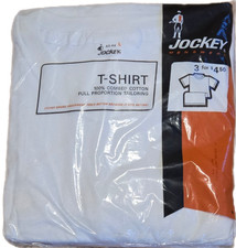 VTG Jockey Classic Three T- Shirts Large 42-44 White 100 Combed Cotton NOS