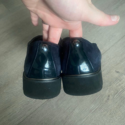 DONALD J. PLINER Cloud Dark Navy Blue Suede Leather Laceless Slip On Oxford 8M - Picture 5 of 7