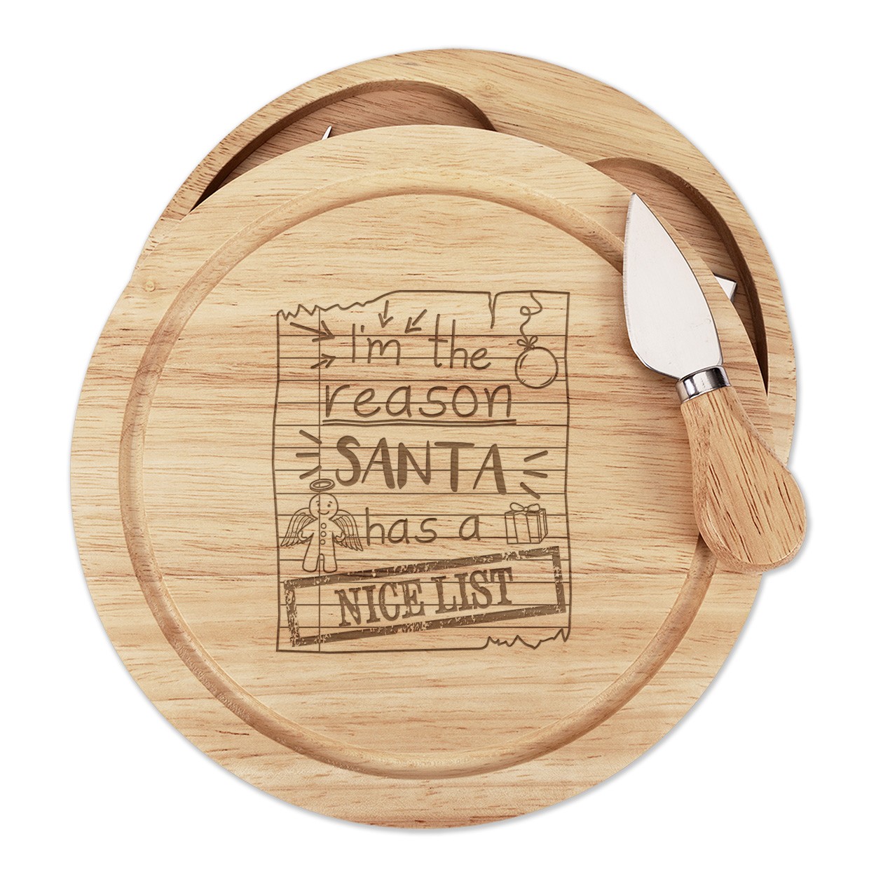 I'm The Reason Santa Has A Nice List Cheese Board Knife Set Funny Christmas