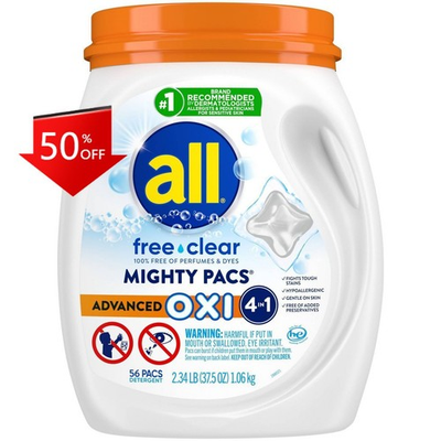 #ad #ad All Unscented Mighty Pacs Free Clear with OXI Stain Removers Pods 56 Pacs 37.5oz $37.78