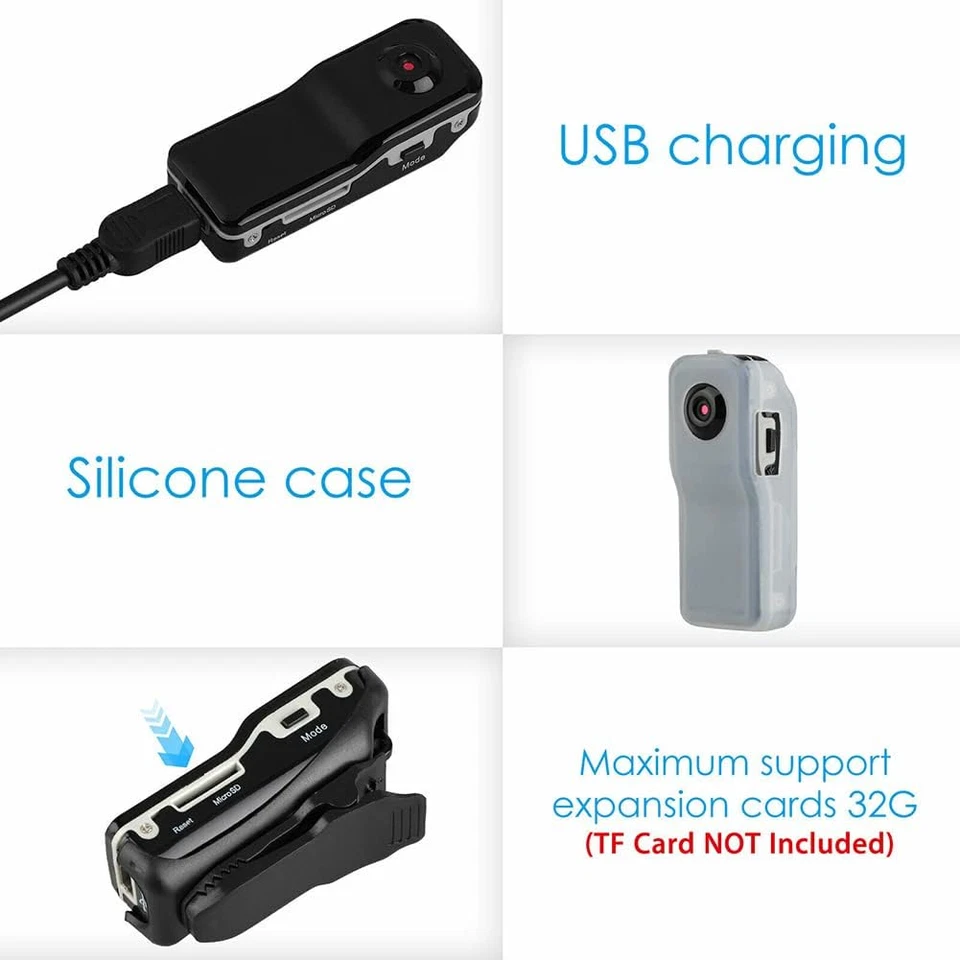 Mini Cámara Cuerpo de Policía HD 1080P Video DVR Clip IR Cámara Nocturna Videocámara EE. UU. Foto 4 de 4