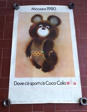 Poster OLIMPIADI MOSCA 1980 COCA COLA Olympic games 50x80 Mascotte Orso Misha