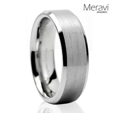 🔥 Tungsten Carbide Wedding Band Ring Brushed Silver Mens Jewelry Size 6-15