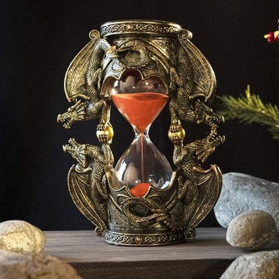 Summit Collection Gothic Fantasy Double Twin Dragons Sandtimer Red Figurines
