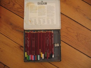 Vintage Derwent Rexel Pastel Pencils Set Woodcased Pastels in Tin
