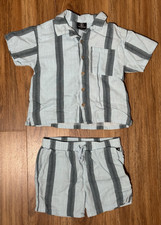 VOLCOM Blue Striped Rayon Short Set 2-Piece Set - Boy s Size 5