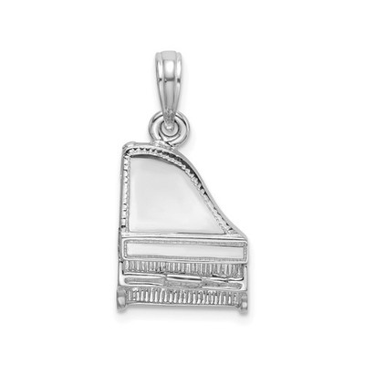 14k White Gold Grand Piano Charm Pendant Music Symbol Jewelry for Musicians Pian