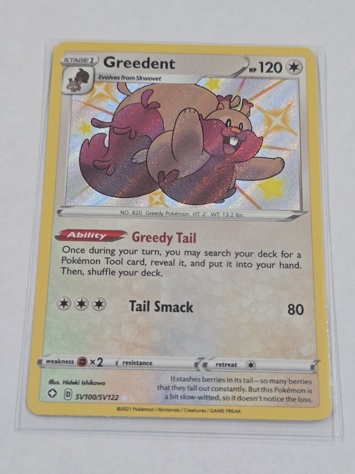 Greedent SV100/SV122 Shining Fates Shiny Vault Holo Rare Pokemon Card English NM
