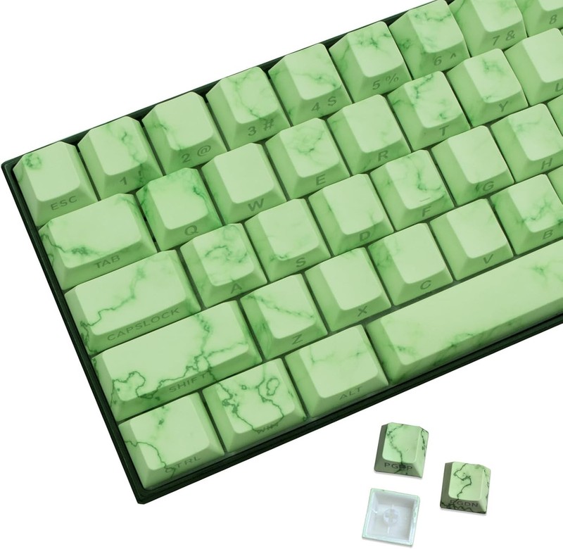 Green Keycaps - PBT Cherry Profile Side Printed Translucent Keycap 74 Keys Suit