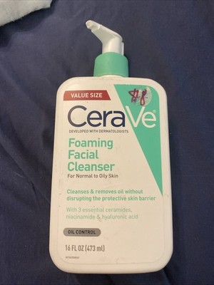 CeraVe Fragrance Free Foaming Facial Cleanser for Oily Skin (16 Oz) Control Pump