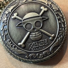 Vintage Men  s Stainless Steel  Brass Designer Skull Pocket or Pendant Watch