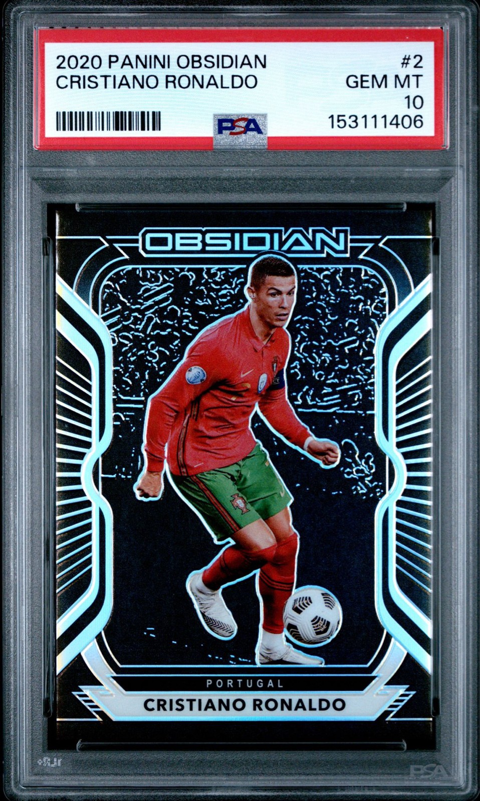 2020-21 Panini Obsidian - Cristiano Ronaldo #2 /195 PSA 10 POP 5 Portugal Kit🔥