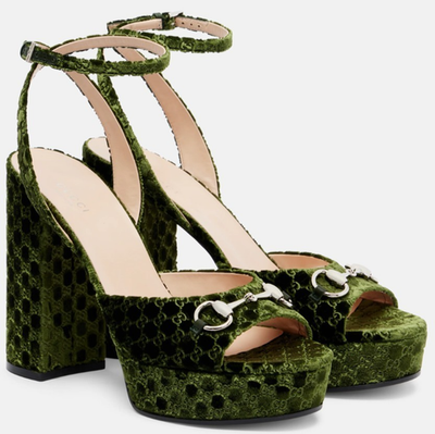 Gucci Velvet Platform Sandal with Horsebit EU 39 (US 9) | eBay