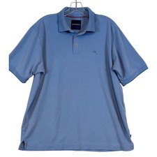 Tommy Bahama Mens Blue Textured Modal Blend Short Sleeve Polo Shirt Size Medium