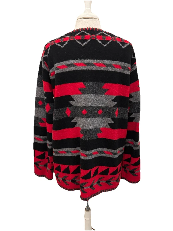 Suéter Jones New York Country 100% Lana de Cordero Rojo Negro Gris L Foto 4 de 4
