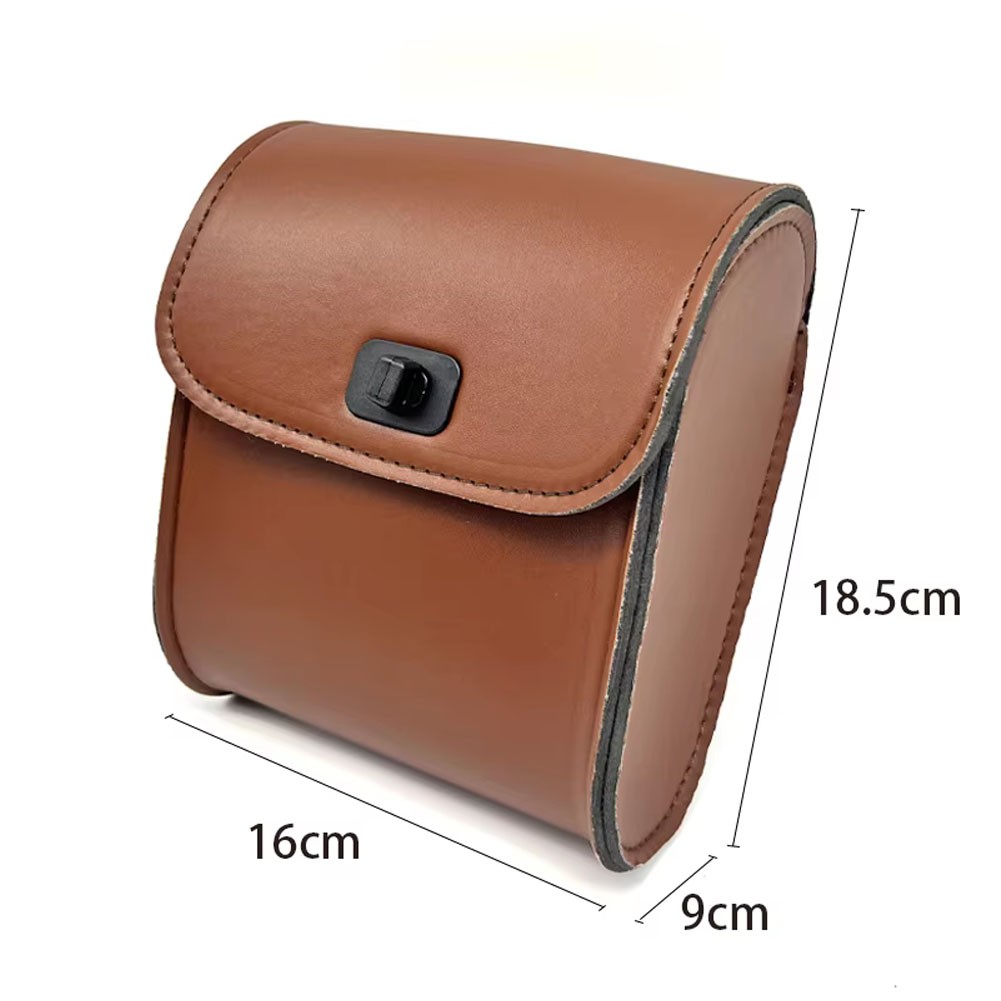 1x Motorcycle Saddle Luggage Pu Leather Side Tool Bag Storage Universal Brown