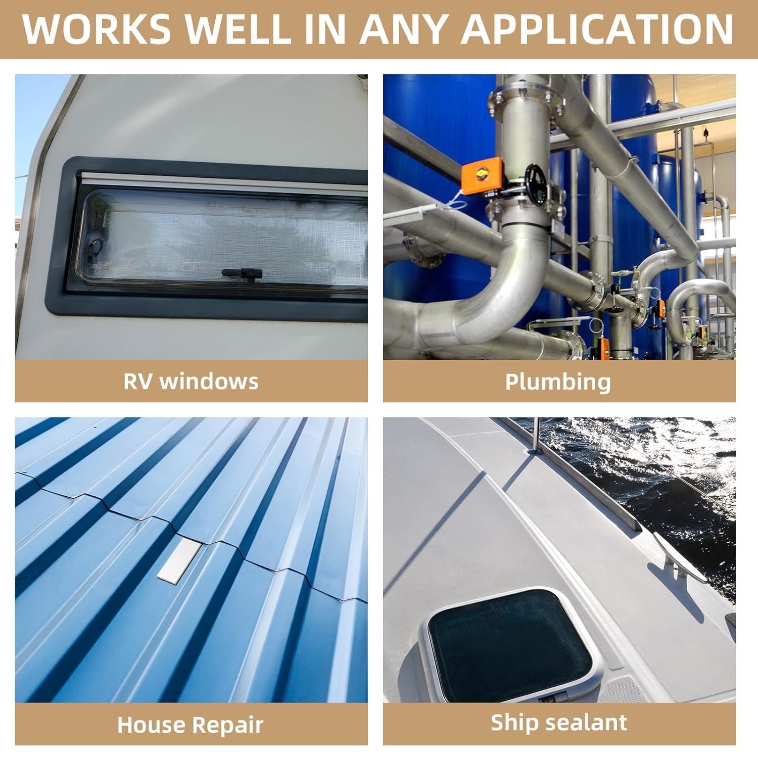 Butyl Tape Black 2" x 30 Ft None Hardening Premium Butyl Caulk Tape for RV Wi...