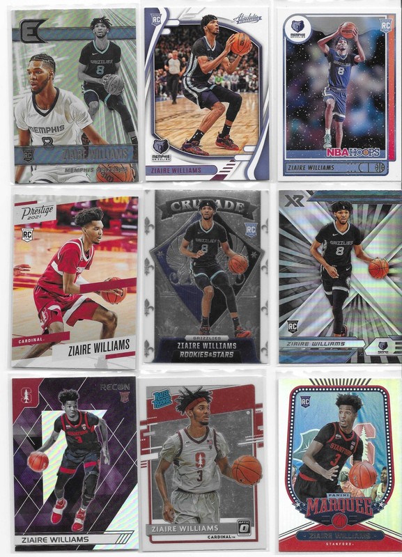 Ziaire Williams , 12 Different Card Lot / 10 RC's  / Brooklyn Nets