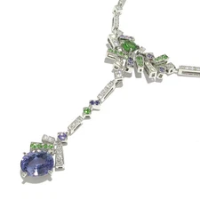 Auth CHAUMET Le Grand Frisson - 18K White Gold Blue Green Sapphire Tanzanite