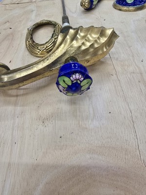 Sherle Wagner Hand Painted Floral Porcelain & 24K Gold Plated faucet & Fixtures