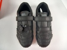 Lonsdale Fulham Kids Black Leather Trainers UK 2 Hook & Loop School Shoes